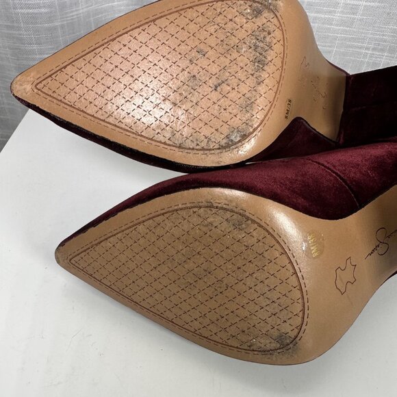 Jessica Simpson Burgundy Tanysha Velvet Block-Heel Point Toe Pumps 8 - Picture 12 of 14